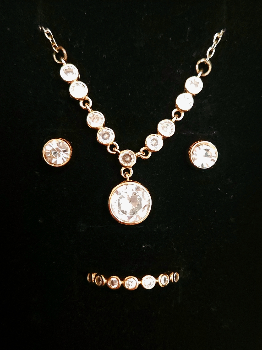 Gold Necklace, Earrings & Ring Set